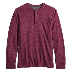 Burgundy Long Sleeve Henley Shirt